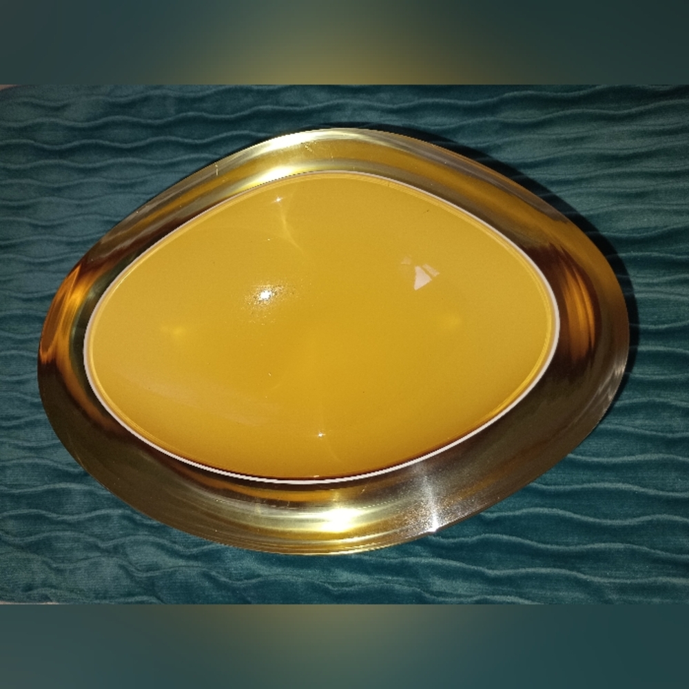50s/60s Venetian Barbini Murano Amber & White Cased Geode Bowl